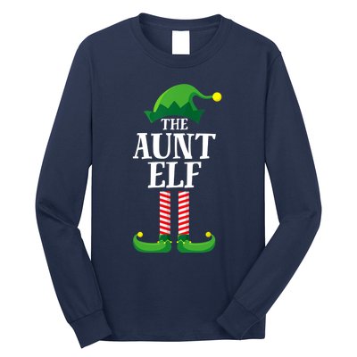 Aunt Elf Matching Family Group Christmas Party Long Sleeve Shirt