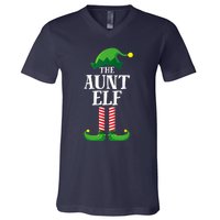 Aunt Elf Matching Family Group Christmas Party V-Neck T-Shirt