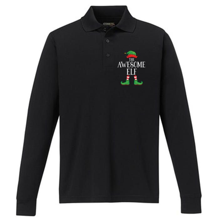 Awesome Elf Matching Group Xmas Funny Family Christmas Performance Long Sleeve Polo