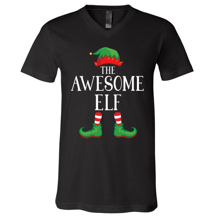 Awesome Elf Matching Group Xmas Funny Family Christmas V-Neck T-Shirt