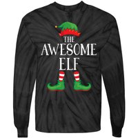 Awesome Elf Matching Group Xmas Funny Family Christmas Tie-Dye Long Sleeve Shirt