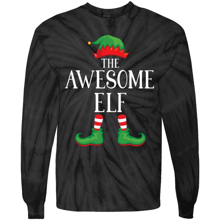 Awesome Elf Matching Group Xmas Funny Family Christmas Tie-Dye Long Sleeve Shirt