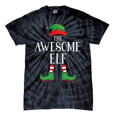 Awesome Elf Matching Group Xmas Funny Family Christmas Tie-Dye T-Shirt