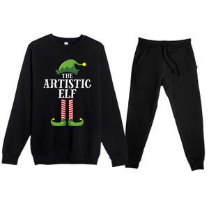 Artistic Elf Matching Family Group Christmas Party Art Elf Premium Crewneck Sweatsuit Set