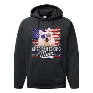 American Eskimo Mom USA Flag funny Mother's Day Performance Fleece Hoodie