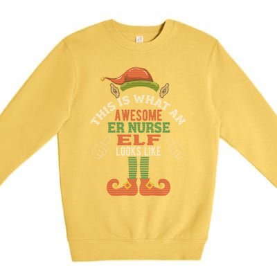 Awesome Er Nurse Elf Christmas Style Gift Premium Crewneck Sweatshirt