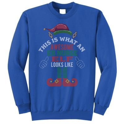 Awesome Er Nurse Elf Christmas Style Gift Tall Sweatshirt