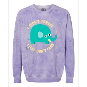 An Elephant Never Cares Colorblast Crewneck Sweatshirt