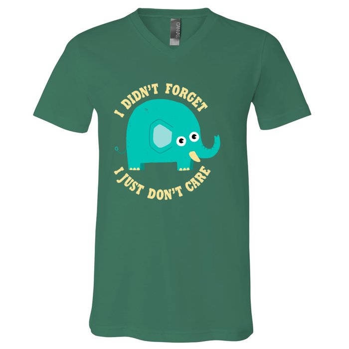 An Elephant Never Cares V-Neck T-Shirt