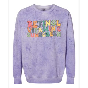 Aesthetic Esthetician Nurse Retinol Vitamin C And Sunscreen Colorblast Crewneck Sweatshirt