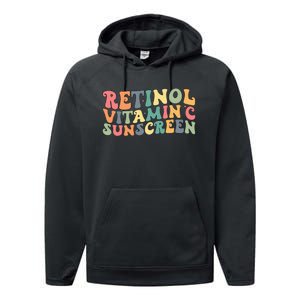 Aesthetic Esthetician Nurse Retinol Vitamin C And Sunscreen Performance Fleece Hoodie