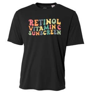 Aesthetic Esthetician Nurse Retinol Vitamin C And Sunscreen Cooling Performance Crew T-Shirt