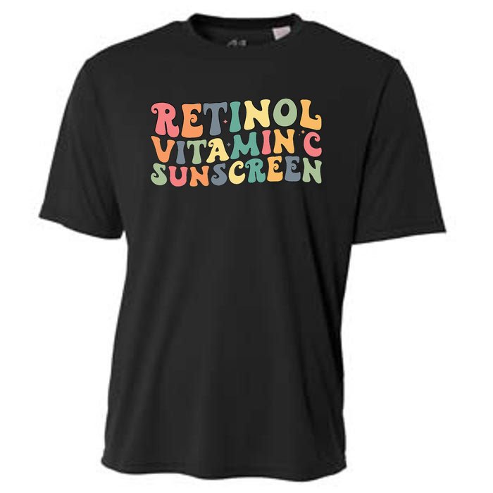 Aesthetic Esthetician Nurse Retinol Vitamin C And Sunscreen Cooling Performance Crew T-Shirt