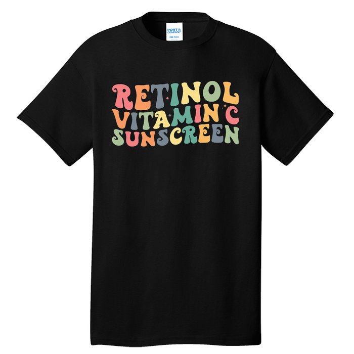 Aesthetic Esthetician Nurse Retinol Vitamin C And Sunscreen Tall T-Shirt