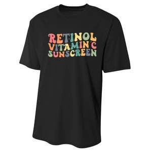 Aesthetic Esthetician Nurse Retinol Vitamin C And Sunscreen Performance Sprint T-Shirt