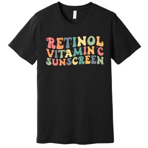 Aesthetic Esthetician Nurse Retinol Vitamin C And Sunscreen Premium T-Shirt