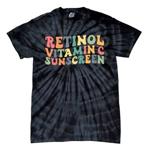 Aesthetic Esthetician Nurse Retinol Vitamin C And Sunscreen Tie-Dye T-Shirt