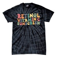 Aesthetic Esthetician Nurse Retinol Vitamin C And Sunscreen Tie-Dye T-Shirt