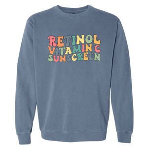 Aesthetic Esthetician Nurse Retinol Vitamin C And Sunscreen Garment-Dyed Sweatshirt