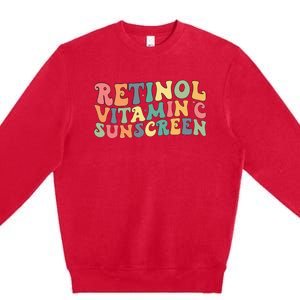 Aesthetic Esthetician Nurse Retinol Vitamin C And Sunscreen Premium Crewneck Sweatshirt