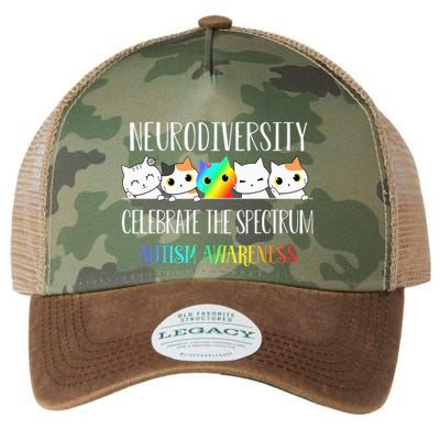 Autism Embrace Neurodiversity Celebrate The Spectrum Cat Legacy Tie Dye Trucker Hat