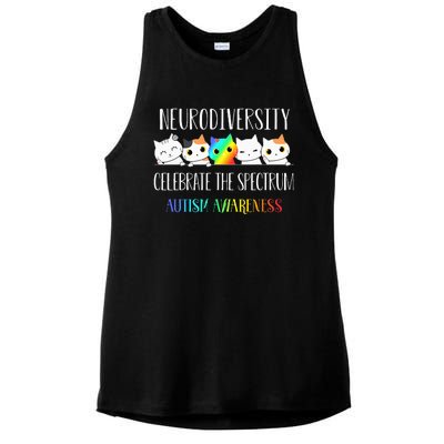 Autism Embrace Neurodiversity Celebrate The Spectrum Cat Ladies PosiCharge Tri-Blend Wicking Tank