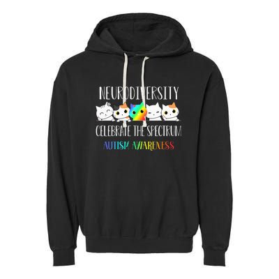 Autism Embrace Neurodiversity Celebrate The Spectrum Cat Garment-Dyed Fleece Hoodie