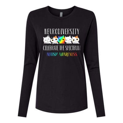 Autism Embrace Neurodiversity Celebrate The Spectrum Cat Womens Cotton Relaxed Long Sleeve T-Shirt