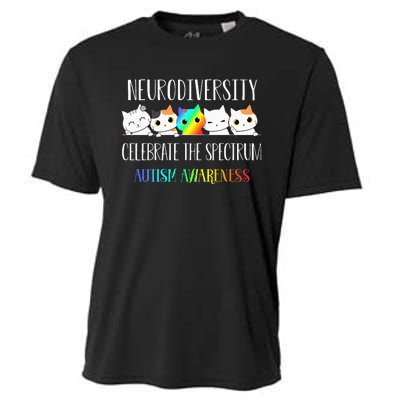 Autism Embrace Neurodiversity Celebrate The Spectrum Cat Cooling Performance Crew T-Shirt