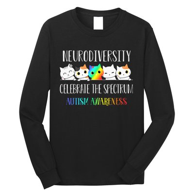 Autism Embrace Neurodiversity Celebrate The Spectrum Cat Long Sleeve Shirt