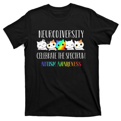 Autism Embrace Neurodiversity Celebrate The Spectrum Cat T-Shirt