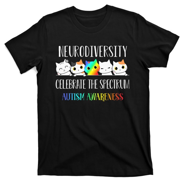 Autism Embrace Neurodiversity Celebrate The Spectrum Cat T-Shirt