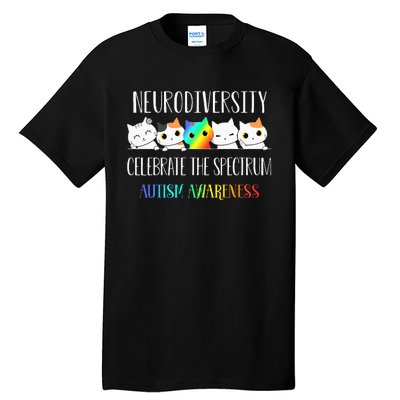 Autism Embrace Neurodiversity Celebrate The Spectrum Cat Tall T-Shirt