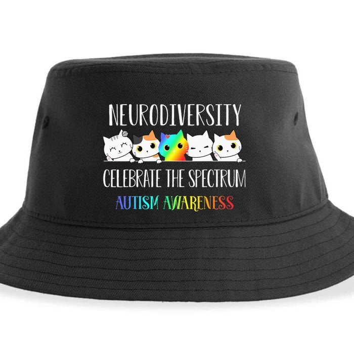 Autism Embrace Neurodiversity Celebrate The Spectrum Cat Sustainable Bucket Hat