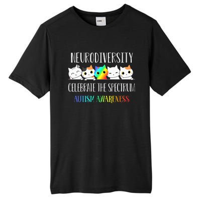 Autism Embrace Neurodiversity Celebrate The Spectrum Cat Tall Fusion ChromaSoft Performance T-Shirt