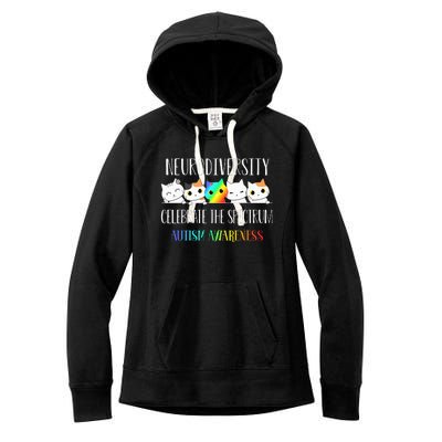 Autism Embrace Neurodiversity Celebrate The Spectrum Cat Women's Fleece Hoodie