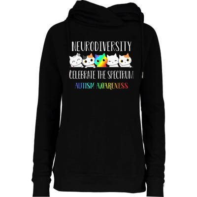 Autism Embrace Neurodiversity Celebrate The Spectrum Cat Womens Funnel Neck Pullover Hood