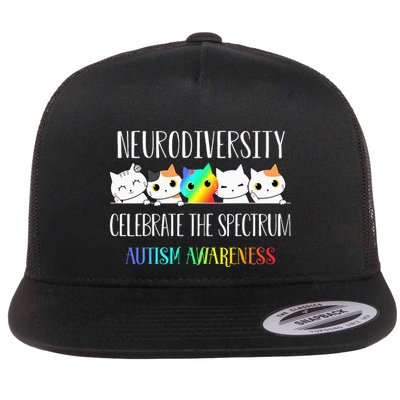 Autism Embrace Neurodiversity Celebrate The Spectrum Cat Flatbill Hat