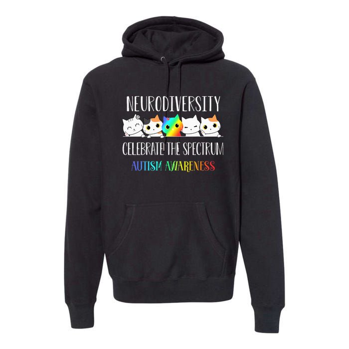 Autism Embrace Neurodiversity Celebrate The Spectrum Cat Premium Hoodie