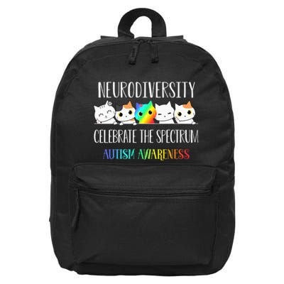 Autism Embrace Neurodiversity Celebrate The Spectrum Cat 16 in Basic Backpack