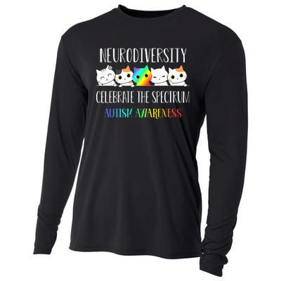 Autism Embrace Neurodiversity Celebrate The Spectrum Cat Cooling Performance Long Sleeve Crew