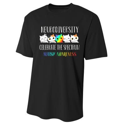 Autism Embrace Neurodiversity Celebrate The Spectrum Cat Performance Sprint T-Shirt