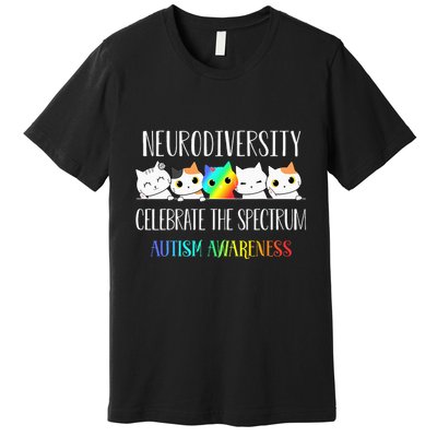 Autism Embrace Neurodiversity Celebrate The Spectrum Cat Premium T-Shirt