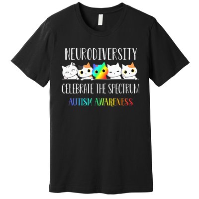 Autism Embrace Neurodiversity Celebrate The Spectrum Cat Premium T-Shirt