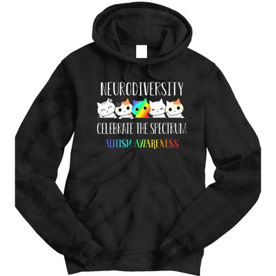 Autism Embrace Neurodiversity Celebrate The Spectrum Cat Tie Dye Hoodie