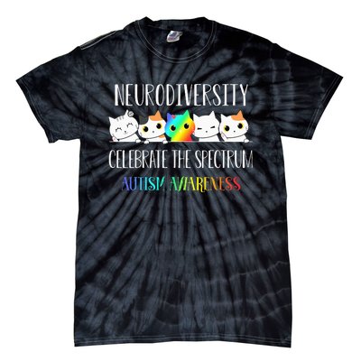 Autism Embrace Neurodiversity Celebrate The Spectrum Cat Tie-Dye T-Shirt