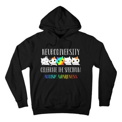 Autism Embrace Neurodiversity Celebrate The Spectrum Cat Tall Hoodie