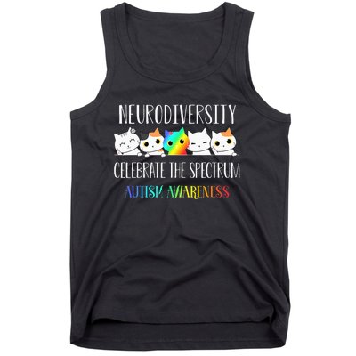 Autism Embrace Neurodiversity Celebrate The Spectrum Cat Tank Top