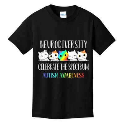Autism Embrace Neurodiversity Celebrate The Spectrum Cat Kids T-Shirt