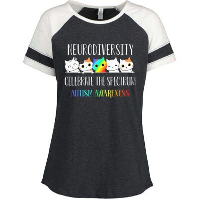 Autism Embrace Neurodiversity Celebrate The Spectrum Cat Enza Ladies Jersey Colorblock Tee